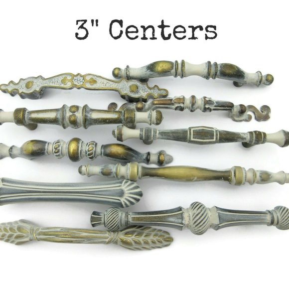 9 vintage hardware drawer pulls 3" centers: dresser, cabinet, chest of drawers - Picture 1 of 2